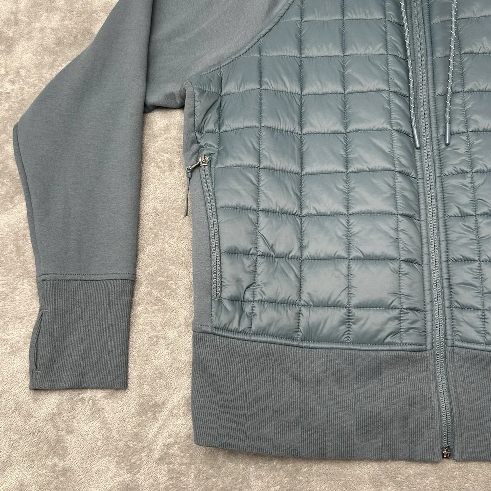 Old Navy Mens Active Dynamic Fleece Quilted Hybrid Zip Up Hoodie Blue Gray Large